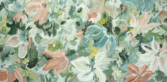 Blushing Flowers Original Wall Art - Large Abstract Painting