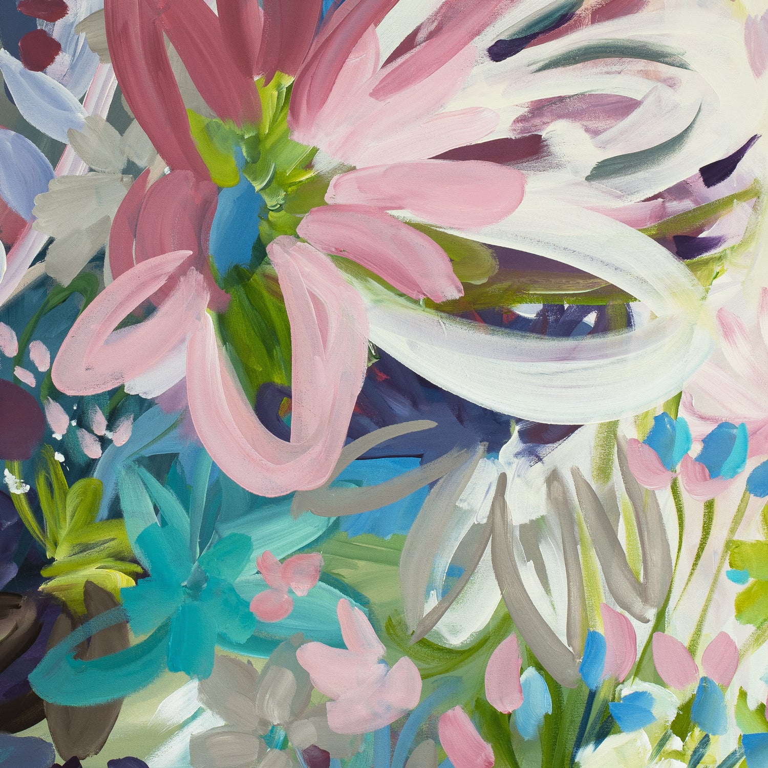 Colourful abstract flower botanical fine art print. Cropped section.