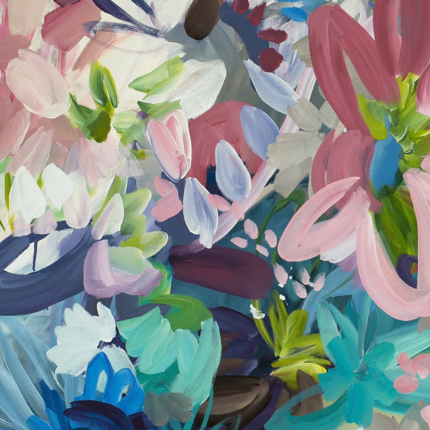 Colourful abstract flower botanical fine art print. Cropped section