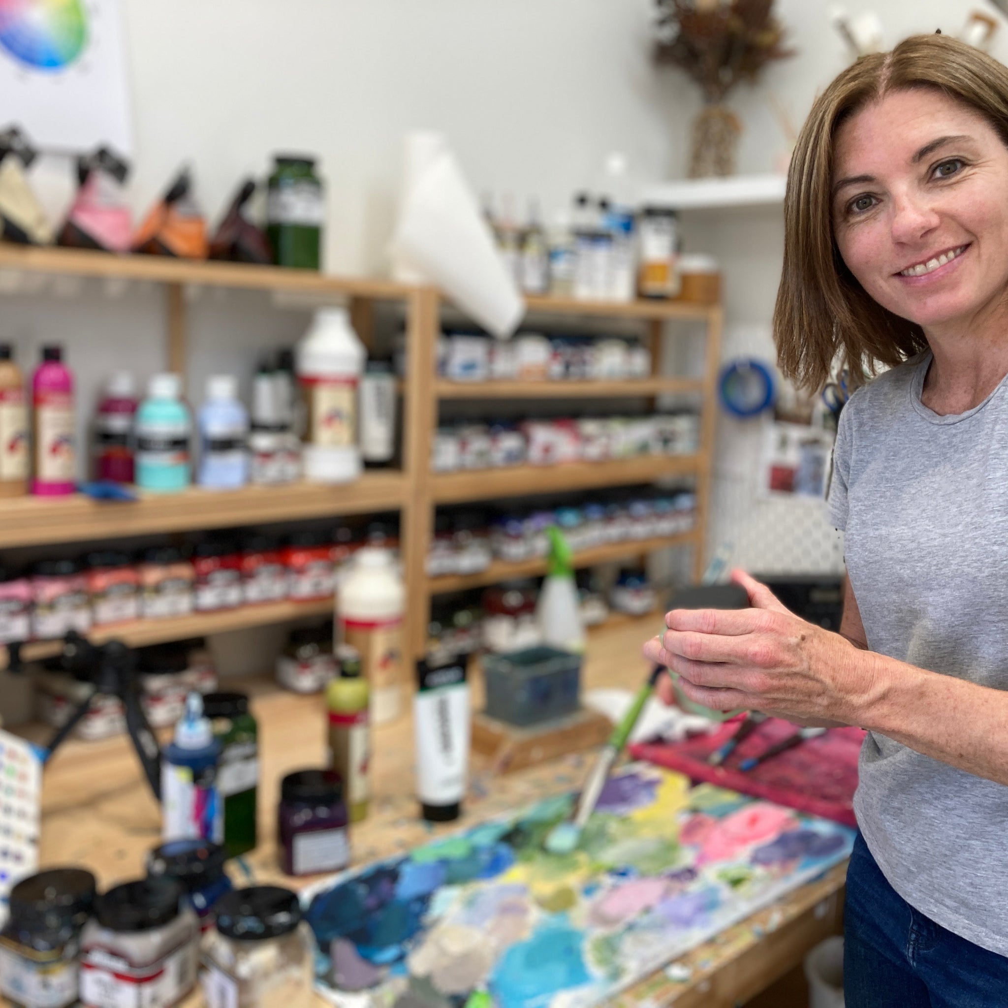 Australian botanical Artist Amber Gittins in her art studio