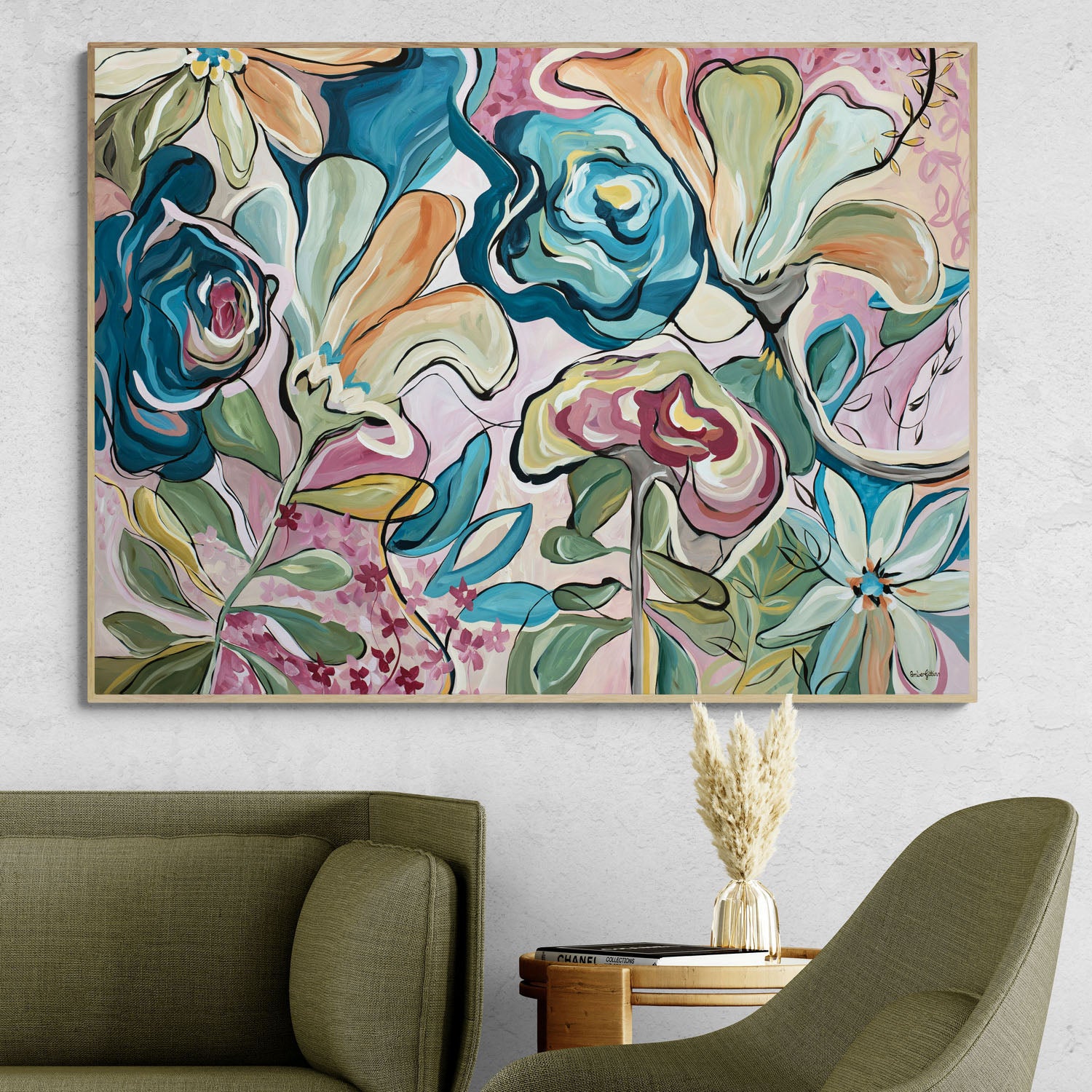 Botanical Adventure – Large Abstract Floral Painting | Original Art