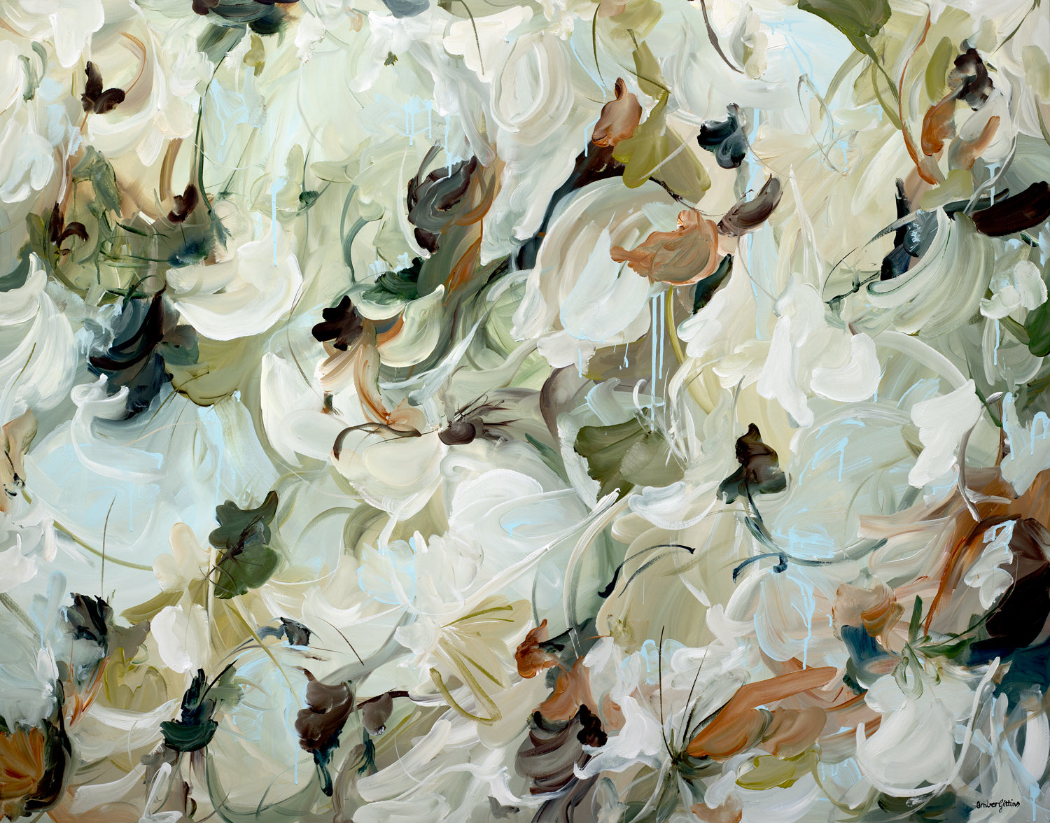 Neutral and tranquil abstract nature fine art prints in beige, cream, olive green and warm browns. Minimal design with interesting layers and movement. 