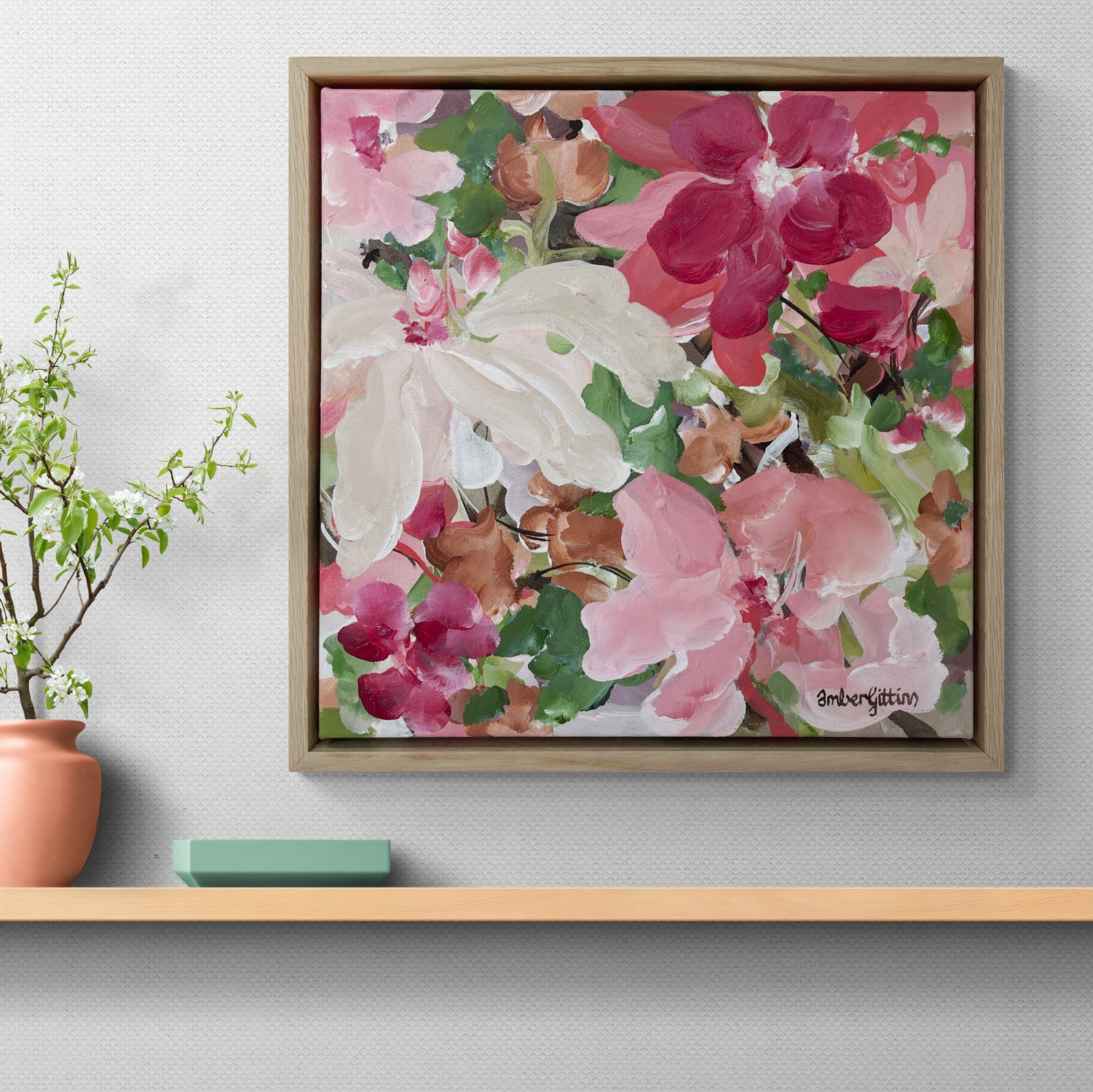 Pink Bouquet - Framed Small Original Art