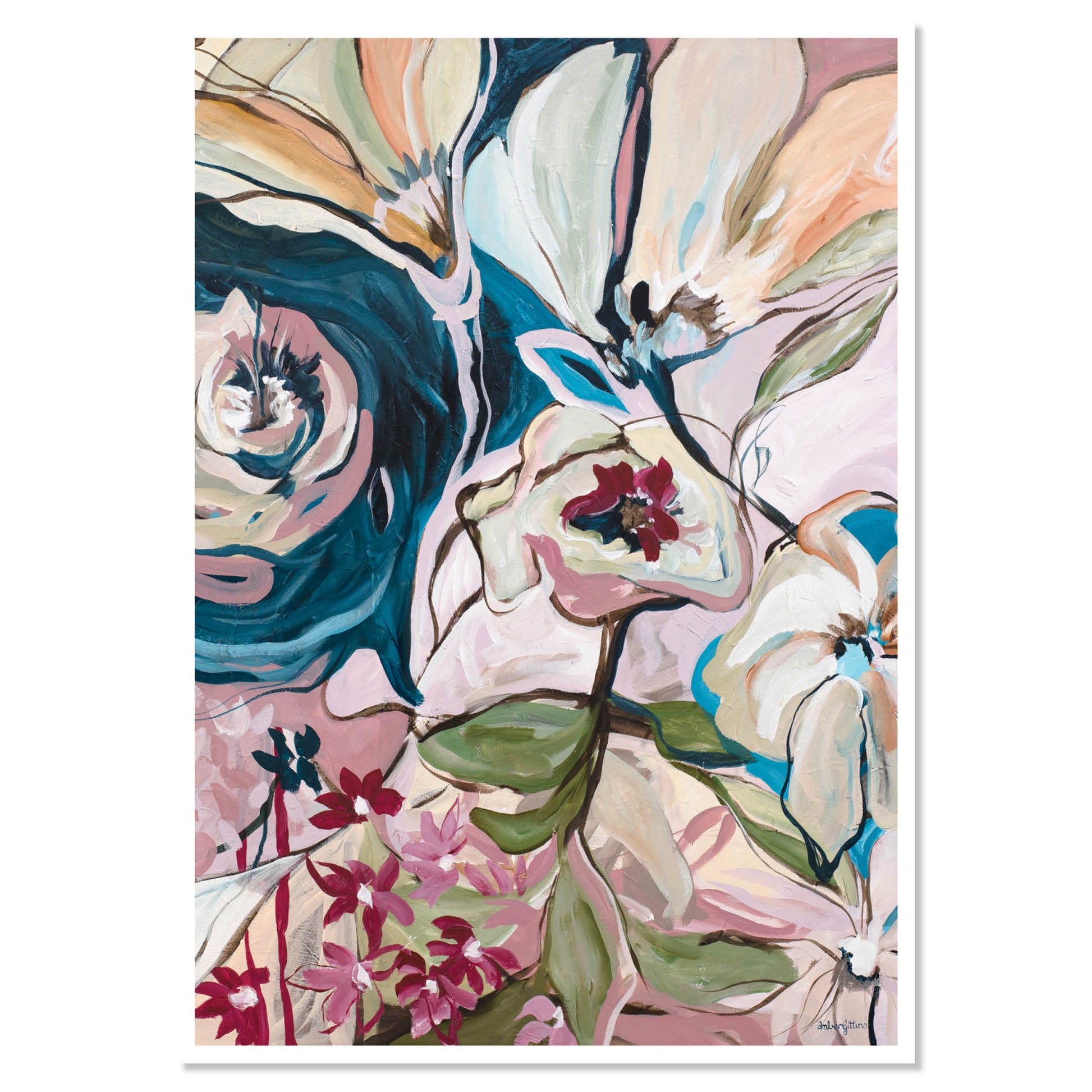 Modern flower abstract poster print