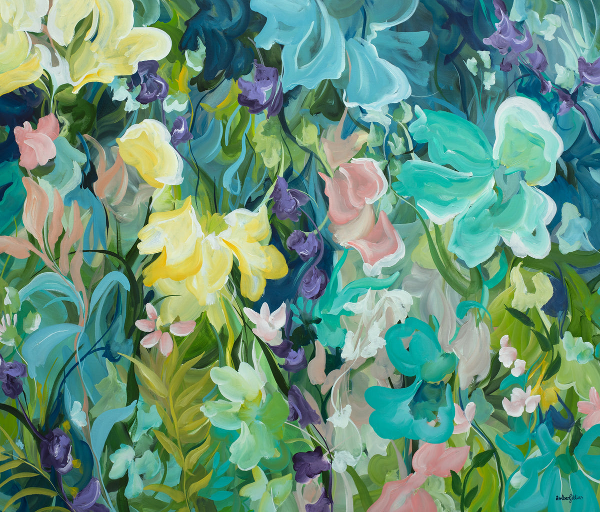 Colourful abstract flower painting