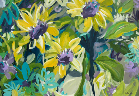 SUNFLOWERS UNDER MOONLIGHT - PRINT