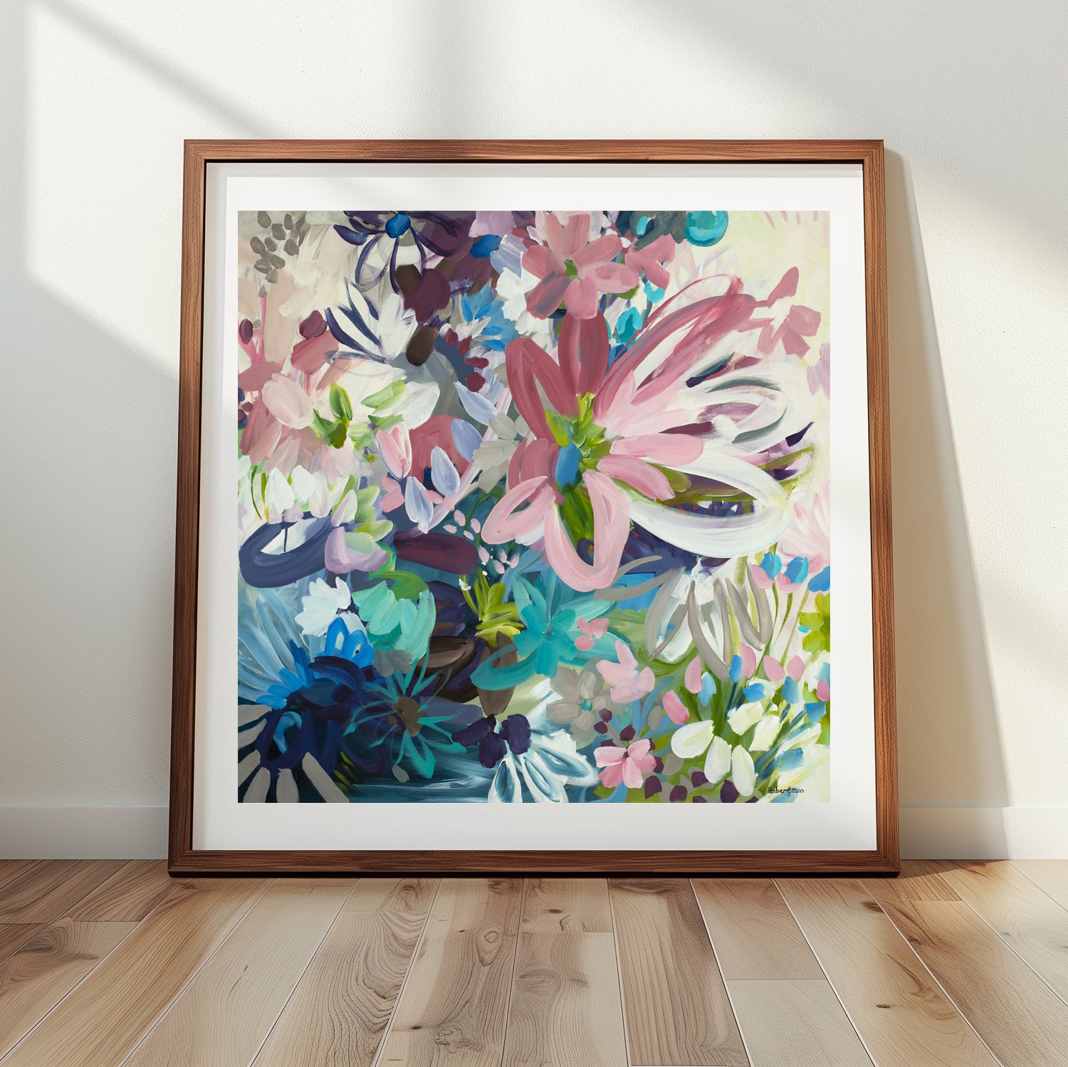 Colourful abstract flower botanical fine art print. 