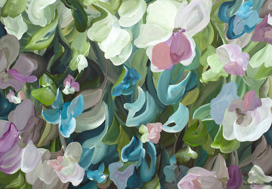 Whispering Blooms fine art print by Amber Gittins – abstract floral wall art